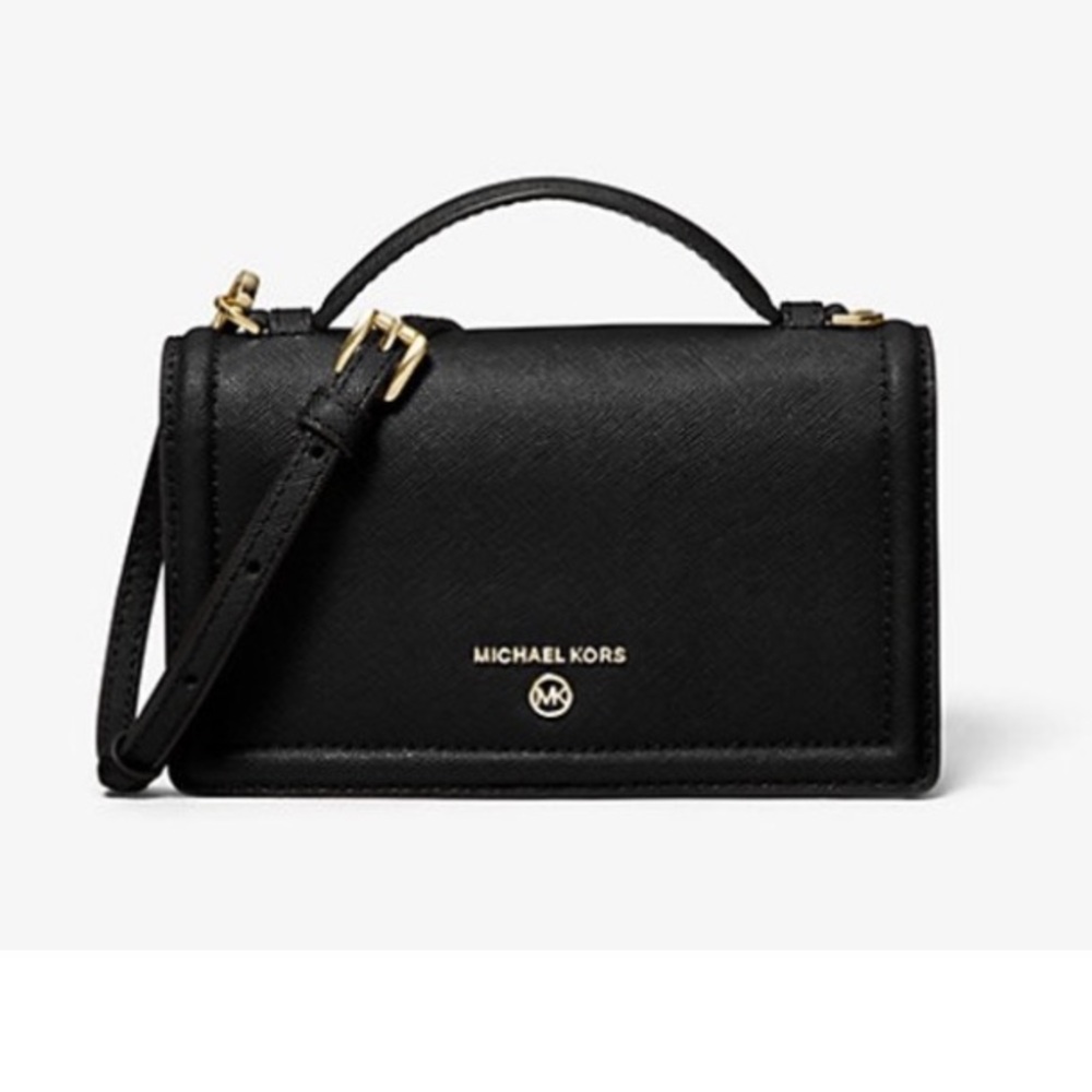 Women's Michael Kors Jet Set Charm Small Top-Handle Phone Black Cross-body Bag